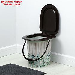 Ведро-туалет, 17 л, съёмный стульчак, бежевое, "Летний день", крышка МИКС