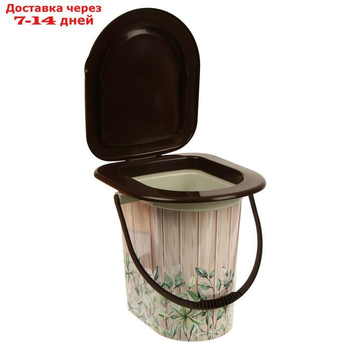Ведро-туалет, 17 л, съёмный стульчак, бежевое, "Летний день", крышка МИКС - фото 3 - id-p193700200