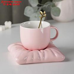 Чайная пара "Зефирка", чашка 250 мл, блюдце d=13 см, цвета розовый