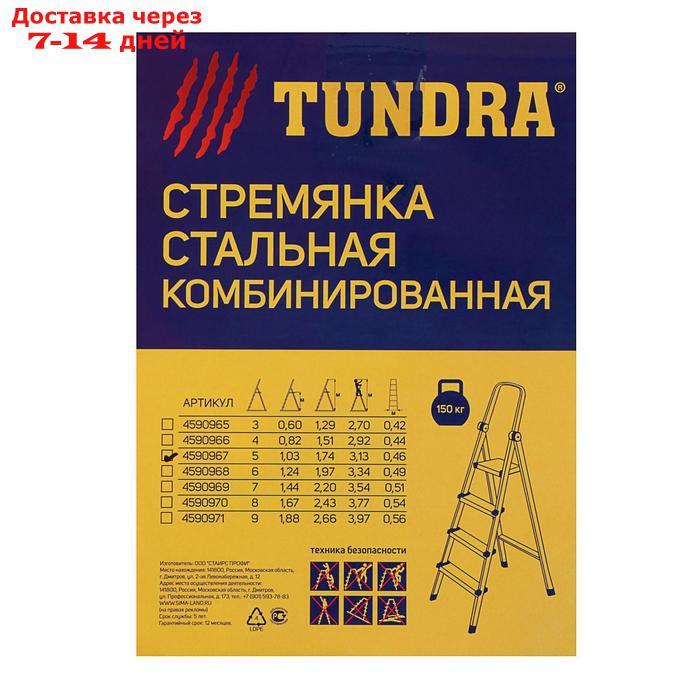 Стремянка TUNDRA, металлическая комбинированная, 5 ступеней, 1030 мм - фото 4 - id-p193700218
