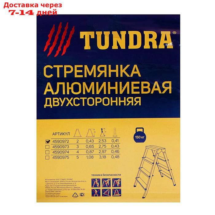 Стремянка TUNDRA, алюминиевая, двухсторонняя, 2 ступени, 430 мм - фото 4 - id-p193700219