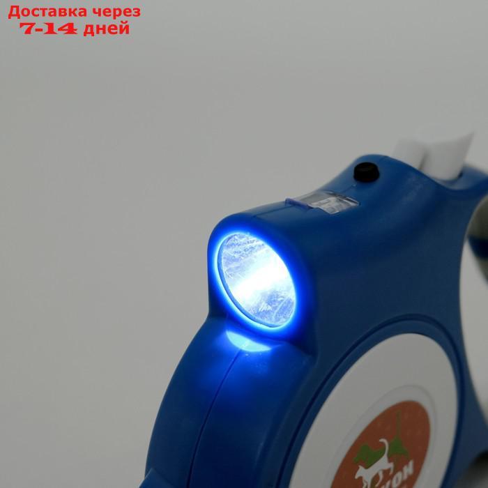 Рулетка "Пижон" с фонариком, прорезиненная ручка, 5 м, до 35 кг, голубая - фото 5 - id-p193698222
