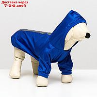Куртка - ветровка для собак синяя, размер XS (ДС 18-20 см, ОШ 24 см, ОГ 27-30 см)