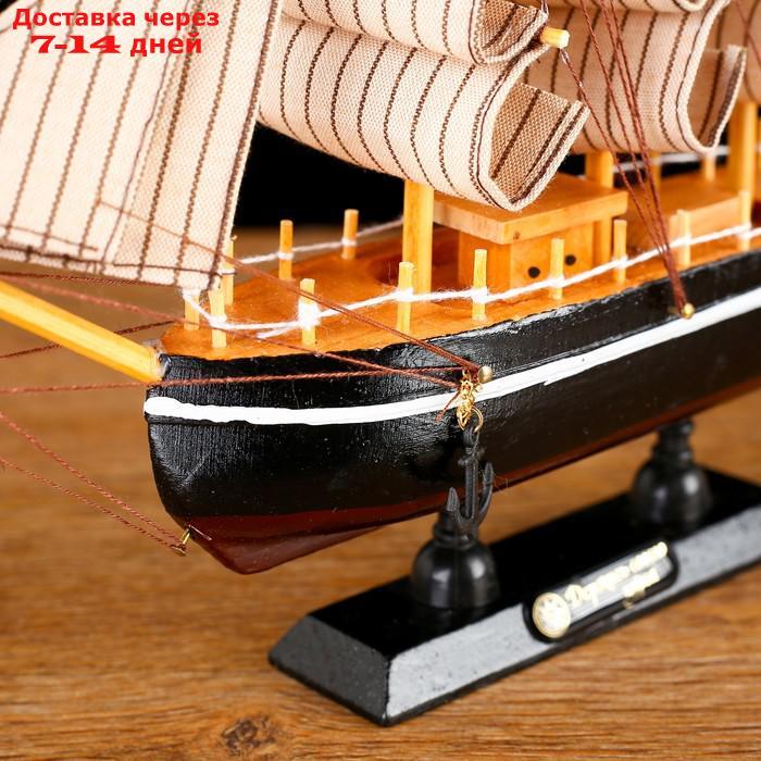 Корабль сувенирный малый "Илия", борта чёрные, паруса бежевые с полосами, 5,5×23,5×23,5 см - фото 4 - id-p193699410