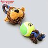 Игрушка для собак 3-в-1 "Обезьяна": канатная, мягкая с пищалкой, войлочный мяч, 30 см, фото 2