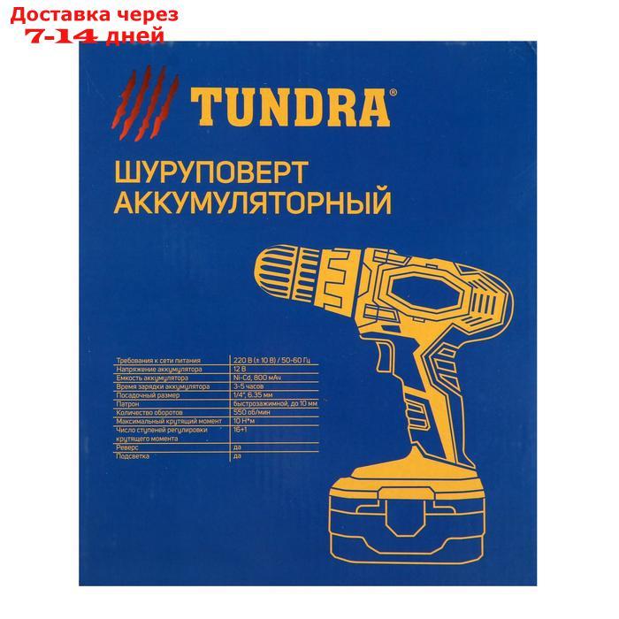 Шуруповерт TUNDRA, патрон БЗ до 10 мм, подсветка, Ni-Cd 800 mAh 12V, 550 об/мин, 10 Н*м - фото 9 - id-p193701548