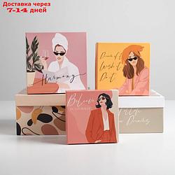 Набор подарочных коробок 5 в 1 "Стиль", 14 × 14 × 8‒22 × 22 × 12 см