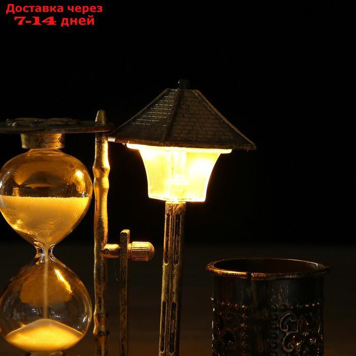 Часы песочные "Уличный фонарик" с подсветкой и карандашницей, 6.5х15.5х14.5 см, микс - фото 5 - id-p193699484