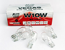 Автомобильная лампа AVS Vegas 12V. W10W(W2,1x9,5d) BOX(10 шт.)