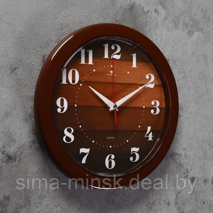 Часы настенные "Рубин. Паркет", коричневый обод, d=23 см - фото 2 - id-p193759369