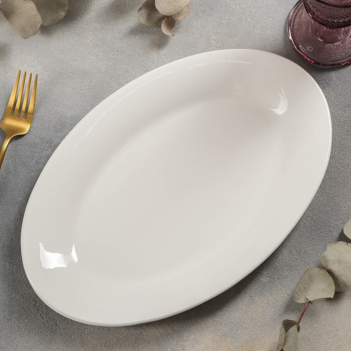 Блюдо фарфоровое овальное White Label, 30,5×20×3 см, c утолщённым краем, цвет белый - фото 3 - id-p193761004