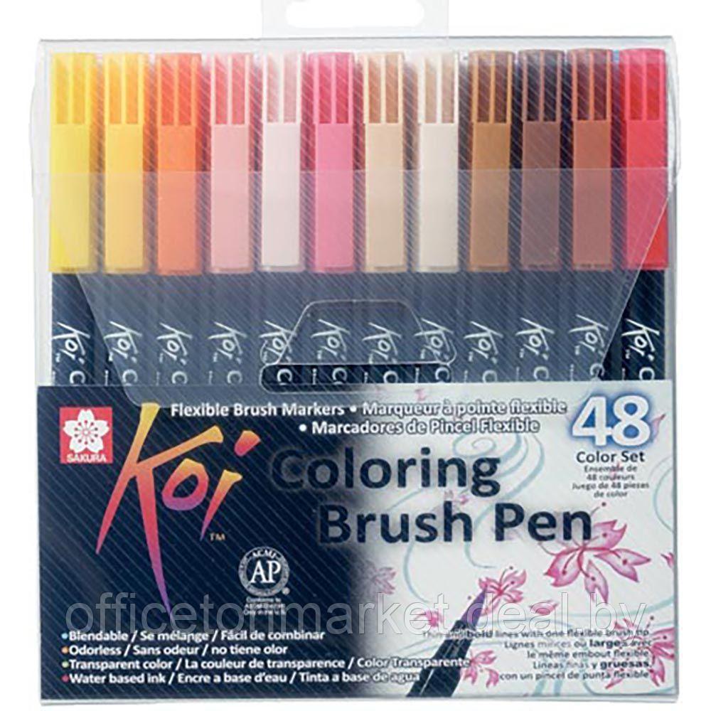 Набор маркеров акварельных "Koi Color Brush", 48 цветов - фото 1 - id-p193760244