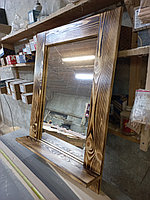 Зеркало настенное с полкой деревянное "Рустикальное №33"