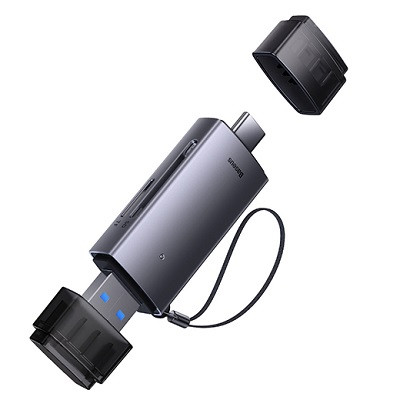 Картридер Baseus Lite Series USB-A & Type-C to SD/TF Card Reader WKQX060113 серый - фото 1 - id-p193782622