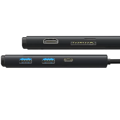Хаб Baseus Lite Series 6-Port Type-C HUB Docking Station (Type-C to HDMI+USB3.0*2+PD+SD/TF) черный - фото 3 - id-p193782625