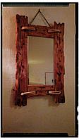 Зеркало настенное с полкой деревянное "Рустикальное №34"
