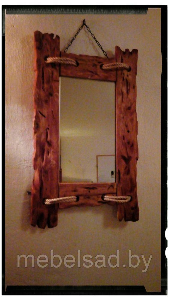 Зеркало настенное с полкой деревянное "Рустикальное №34" - фото 1 - id-p193791204