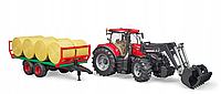 Игрушка Bruder Трактор Case IH Optum 300 CVX с погрузчиком и прицепом 03198