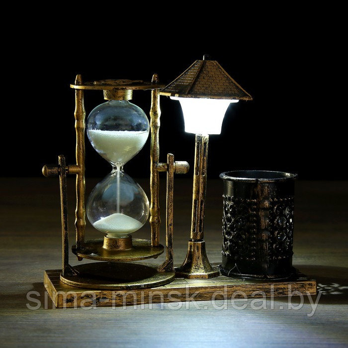 Песочные часы "Уличный фонарик",сувенирные,подсветка,каранд-цей, 6.5 х 15.5 х 14.5 см, микс - фото 1 - id-p193803813
