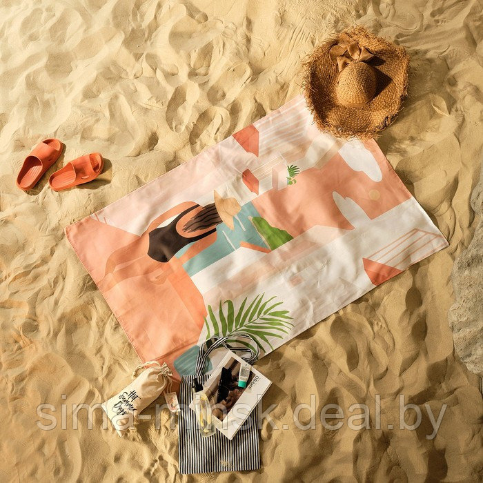 Полотенце пляжное Этель «Девушка в купальнике» 96х146 см, 100% хлопок - фото 1 - id-p193804235