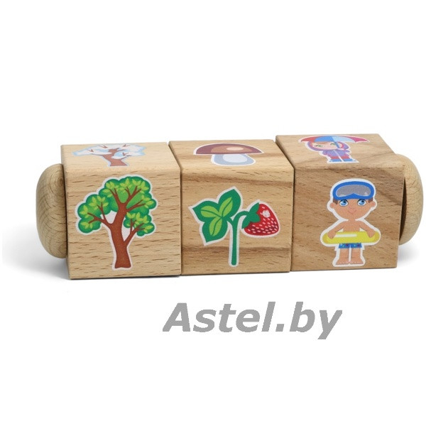 Кубики деревянные на оси Времена года (3 кубика) 02957 - фото 4 - id-p112532595