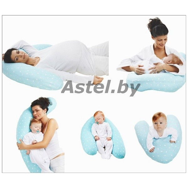 Подушка для беременных с наволочкой Martoo Mommy 340 (от 170 см) Белые звезды на сером - фото 5 - id-p192342268