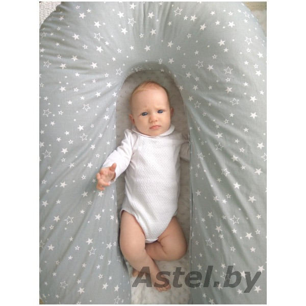 Подушка для беременных с наволочкой Martoo Mommy 340 (от 170 см) Белые звезды на сером - фото 6 - id-p192342268