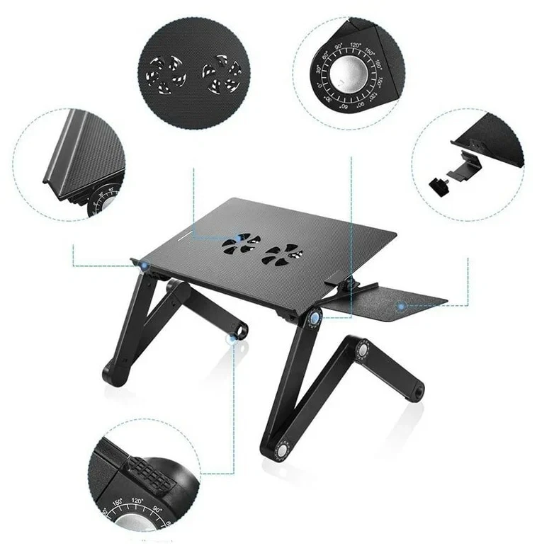 Столик трансформер для ноутбука Multifunctional Laptop Table T6 с 2 вентиляторами (550*260 мм) - фото 1 - id-p193806528