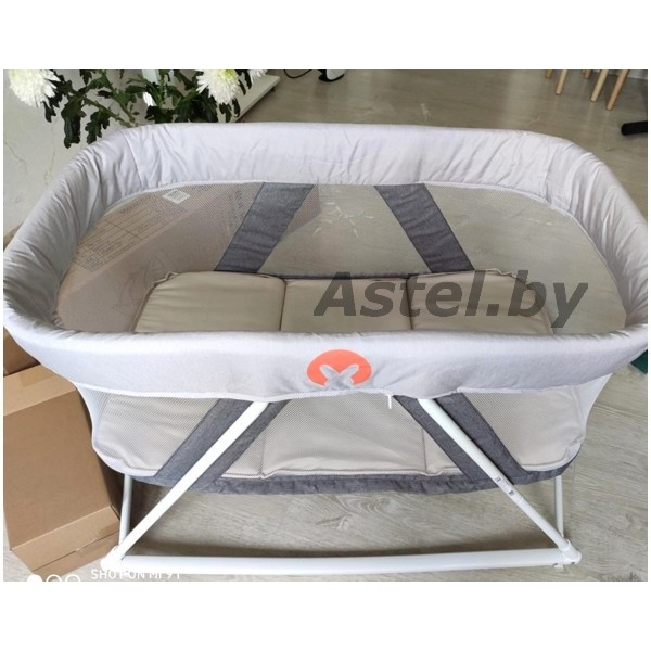 Колыбель BabyHit Rocking Crib (light grey) светло серая (складная, манеж) - фото 6 - id-p192257052