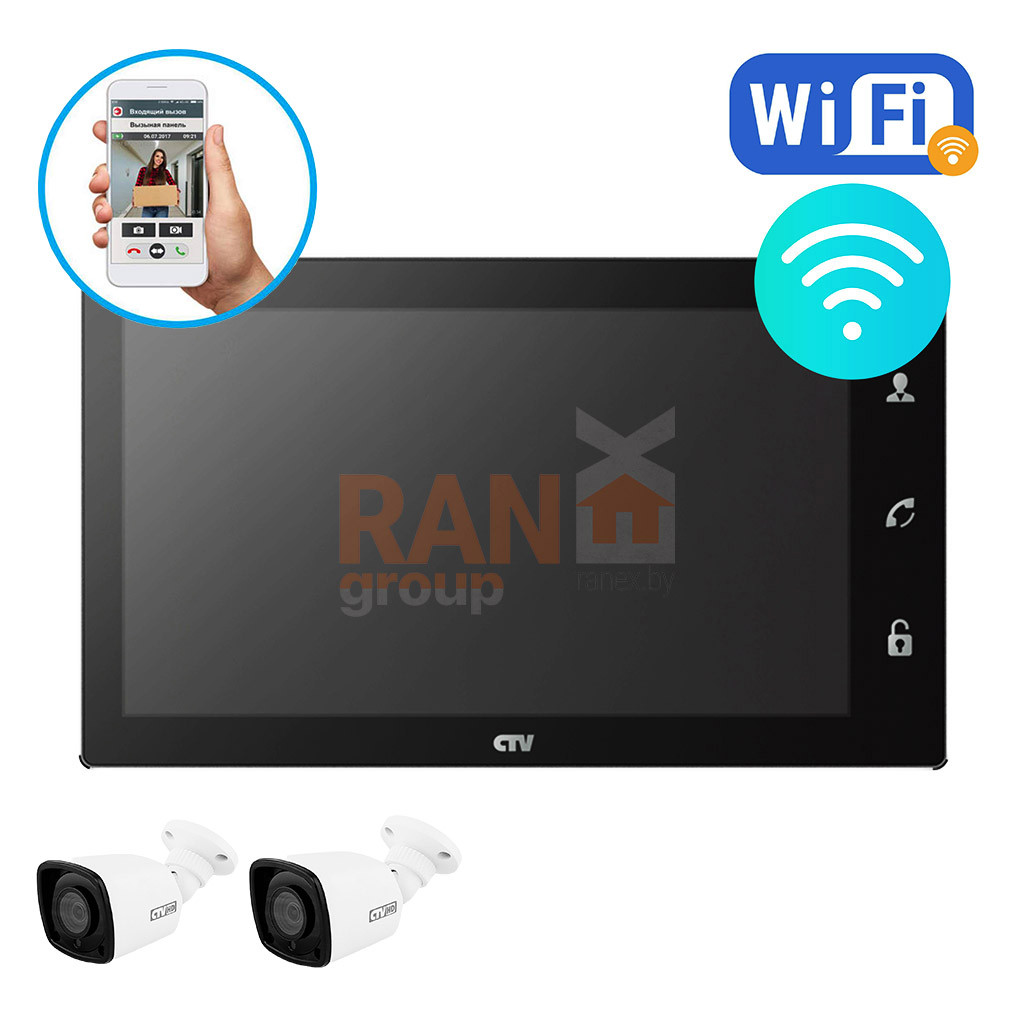 ВИДЕОДОМОФОН монитор 10" FullHD + WI-FI + IP P2P + Cloud + видеорегистратор - фото 1 - id-p179154665