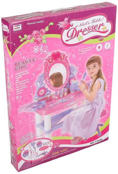 Детский игровой набор туалетный косметический столик со стульчиком трюмо Юная красавица арт.73008 Свет Звук - фото 2 - id-p193806917