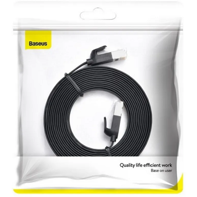 Сетевой кабель Baseus High Speed Six Types of RJ45 Gigabit Network Cable (flat cable) 3m (WKJS010401) черный - фото 6 - id-p193808191