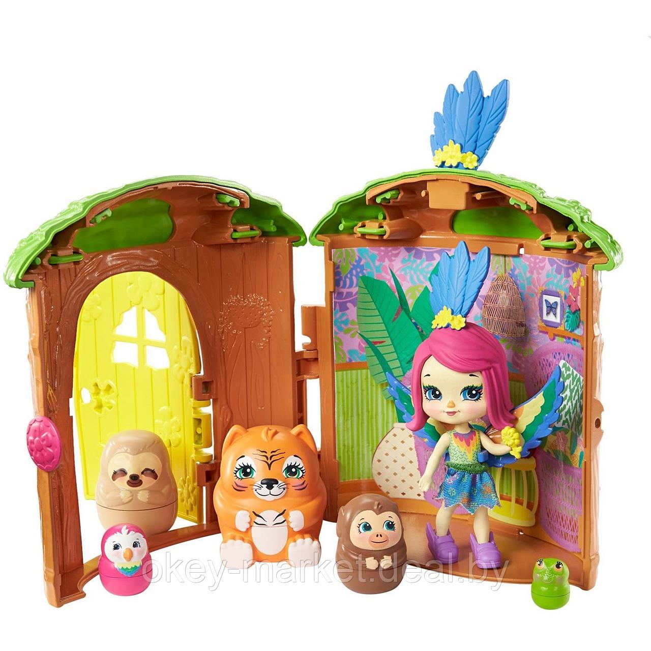 Игровой набор Mattel Enchantimals Пики Попугай и 5 питомцев с домиком GTM49 - фото 1 - id-p193809234