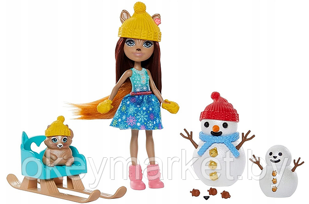 Кукла Шарлотта Белочка и снеговик Enchantimals GNP16, фото 2