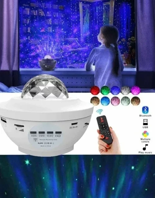 USB Светильник проектор звёздного неба с динамиком Starry Projector Light (Белый) - фото 2 - id-p193809563