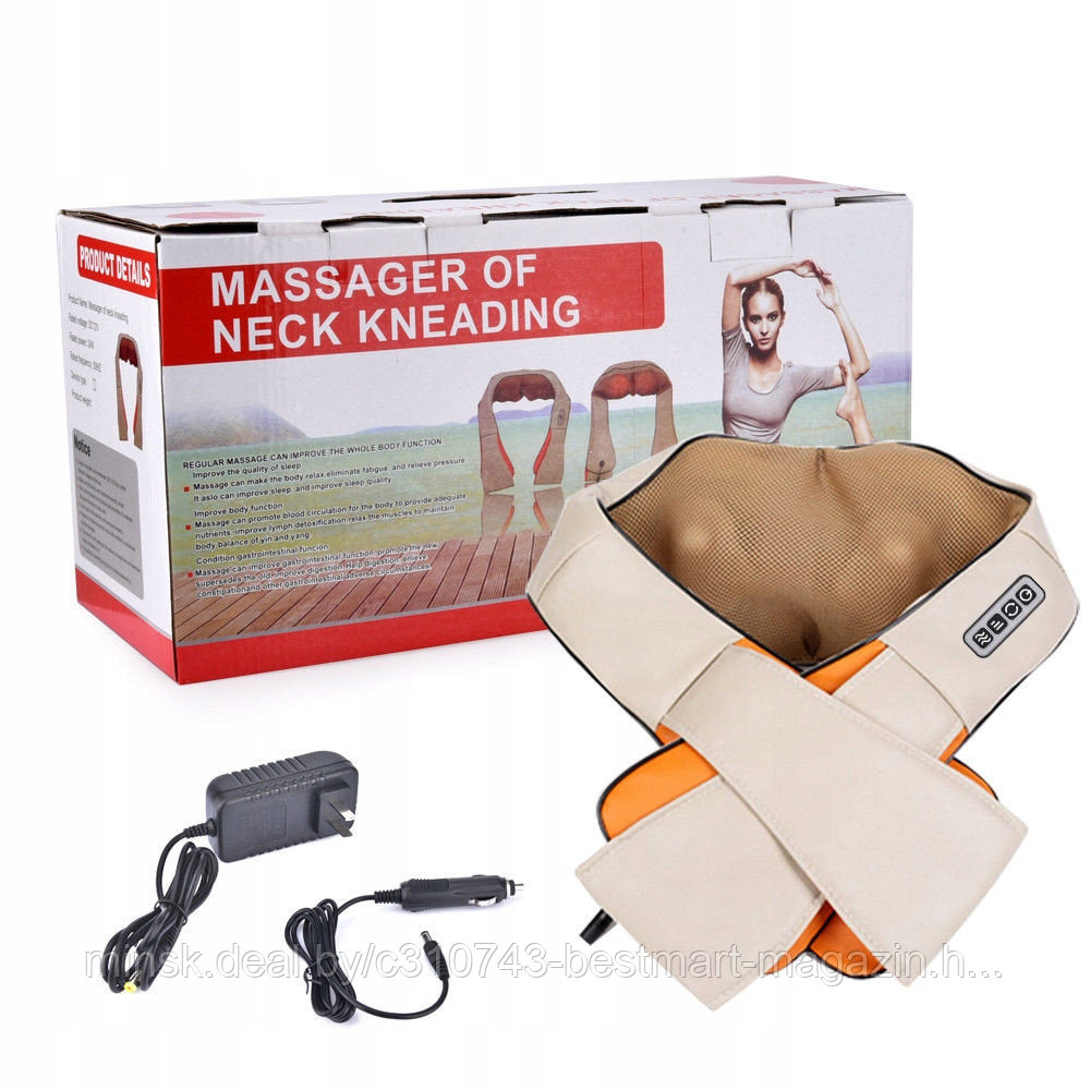 МАССАЖЕР с ПОДОГРЕВОМ для шеи плеч и спины | Massager of Neck Kneading - фото 2 - id-p193810696