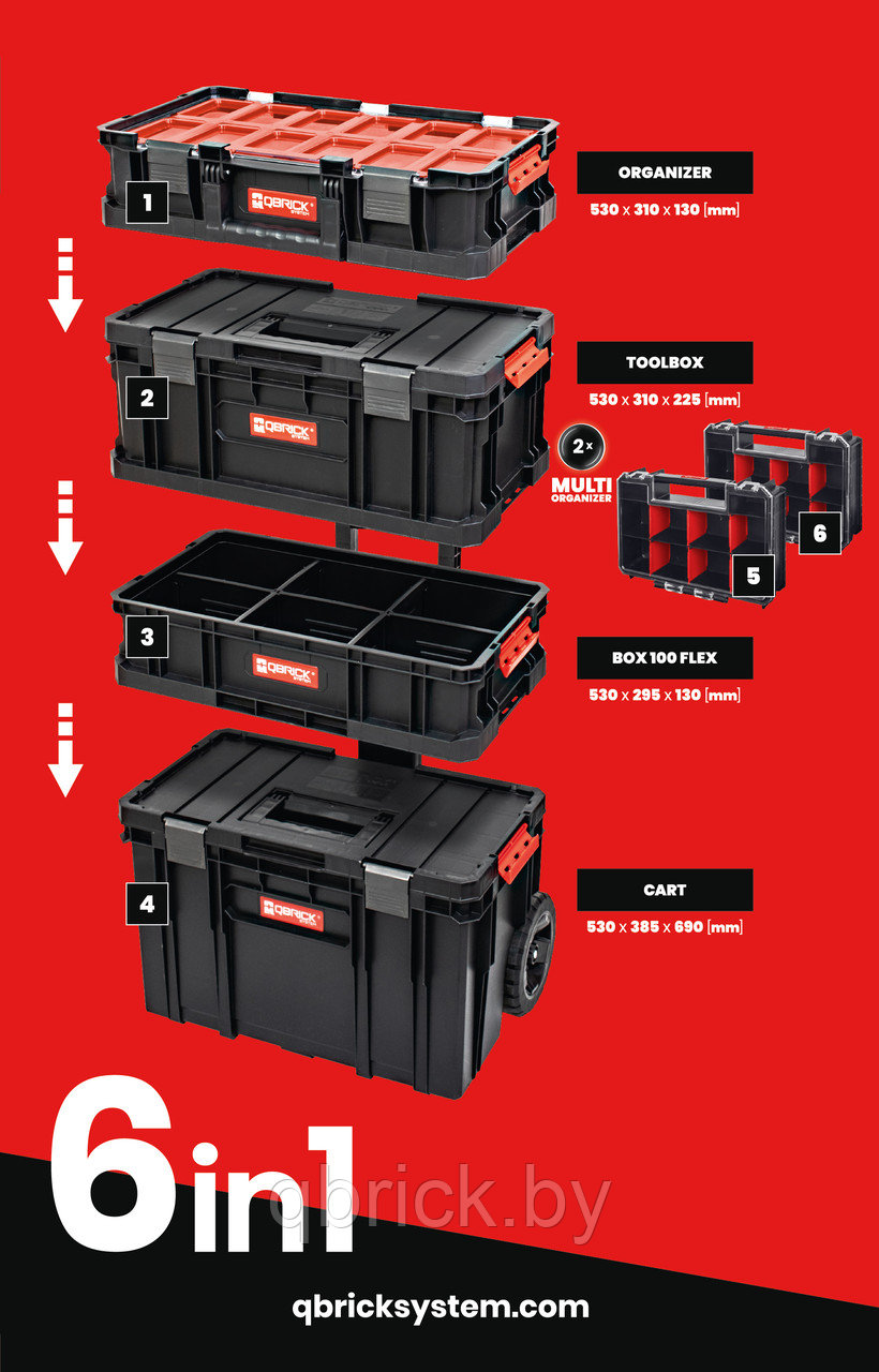 Набор ящиков Qbrick System TWO Cart Set 6 в 1, черный