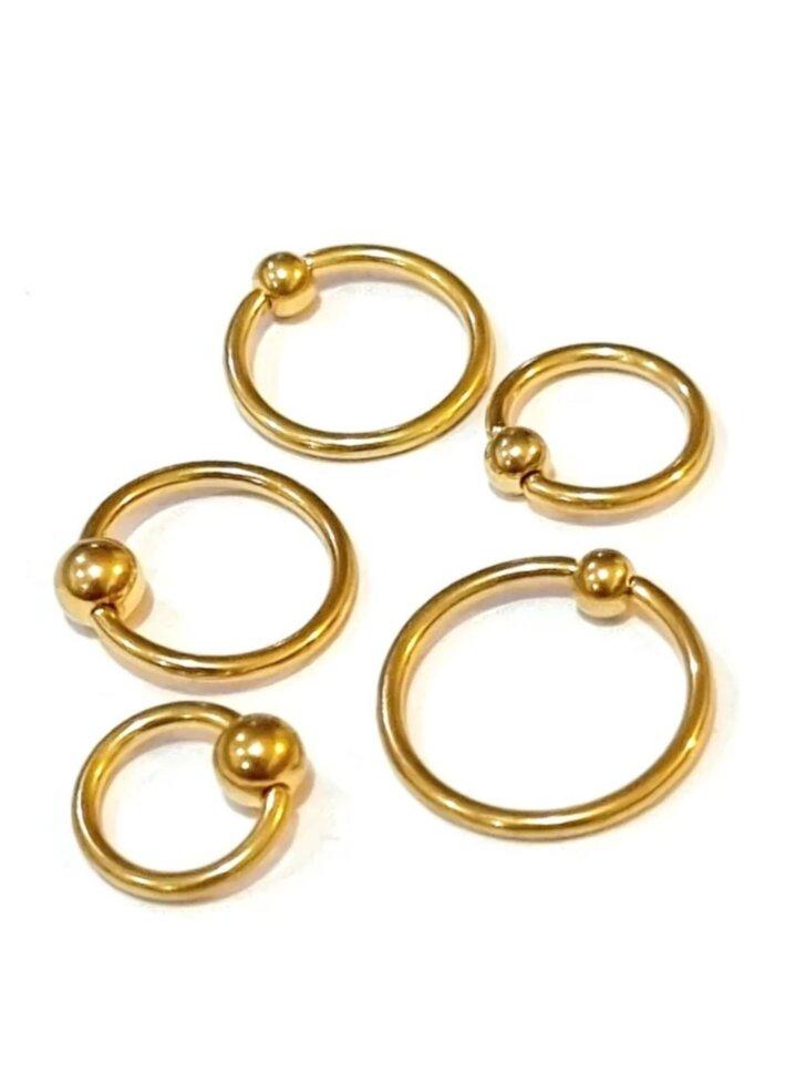 Кольцо для пирсинга Gold 1.2мм (8мм (шар 4 мм)) - фото 1 - id-p193836586