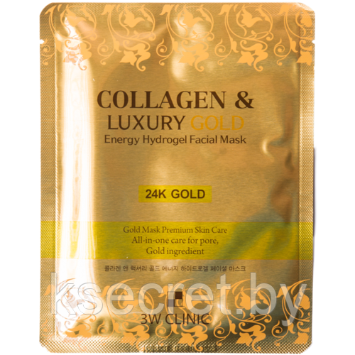 Маска гидрогелевая для лица с золотом 3W Clinic Collagen&Luxury Gold Energy Hydrogel Facial Mask - фото 2 - id-p193889300