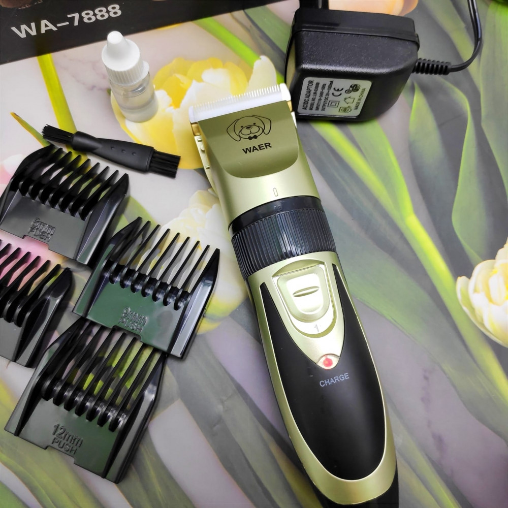 Профессиональная машинка для стрижки собак и кошек Waer professional pet clipper WA-7888 (4 насадки) - фото 6 - id-p193896230