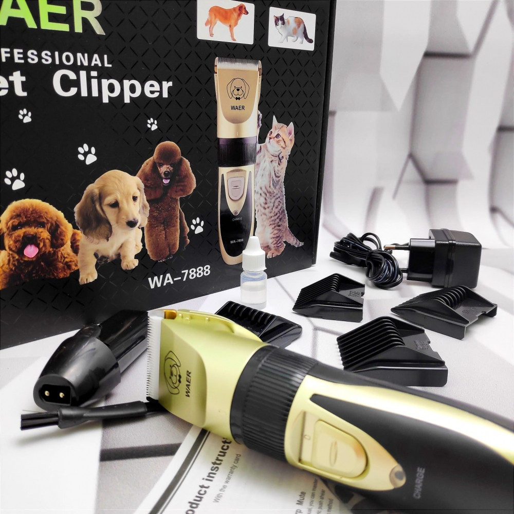 Профессиональная машинка для стрижки собак и кошек Waer professional pet clipper WA-7888 (4 насадки) - фото 2 - id-p193896230