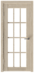 Межкомнатная дверь с покрытием экошпон Вега 5 ДЧ светлое стекло