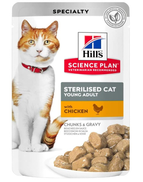 Влажный корм для кошек Hill's Science Plan Sterilised Cat Young Adult (курица) 85 гр. - фото 1 - id-p193898462