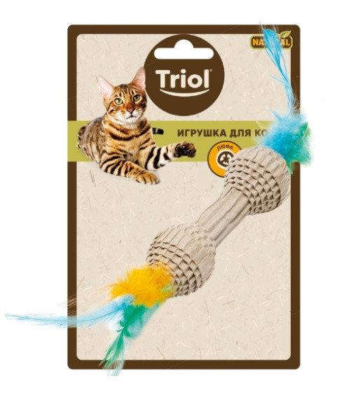 Игрушка для кошек из гофрокартона "Гантель с перьями" Triol - фото 1 - id-p193898474