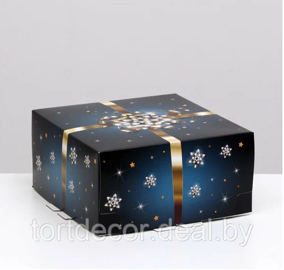 Коробка для торта Золотой бант 24х24х12 см - фото 1 - id-p193904252