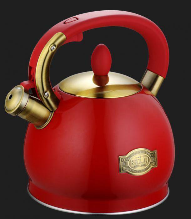 Чайник со свистком для газовой и индукционной плиты 3 литра нержавеющая сталь KELLI KL-4556 красный - фото 1 - id-p193905078