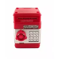 Электронная Копилка сейф Number Bank с купюроприемником и кодовым замком / звук (красный)