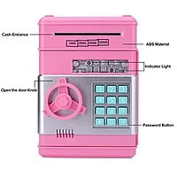 Электронная Копилка сейф Number Bank с купюроприемником и кодовым замком / звук (розовый)