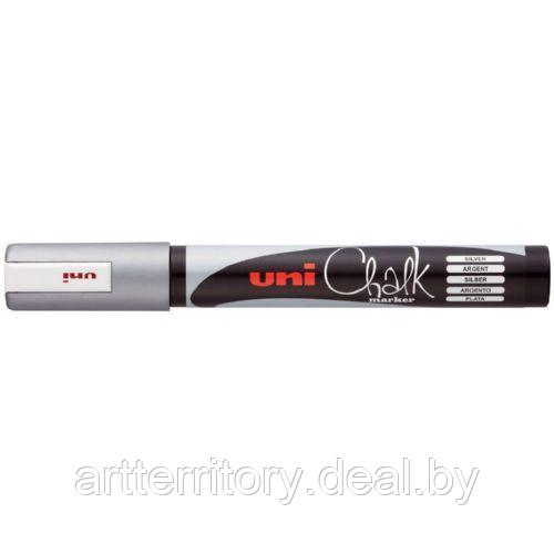 Маркер на меловой основе Mitsubishi Pencil CHALK, 1.8-2.5мм. (пулевидный наконечник) (серебро) - фото 1 - id-p193907020