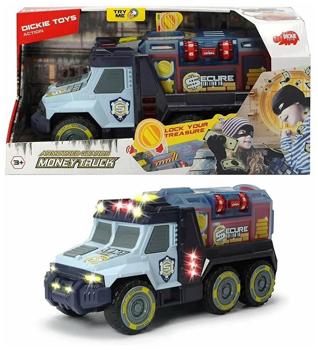 Инкассаторский Грузовик со съемным сейфом 30 см свет звук Dickie Toys 3756005